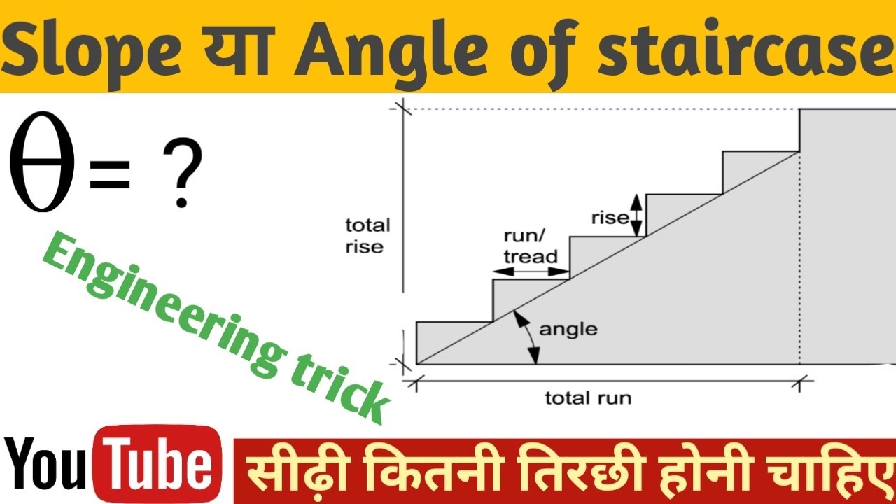 How to calculate slope/angle of Staircase | सीढ़ी मे टेपर कितना देना चाहिए | #civilengineering