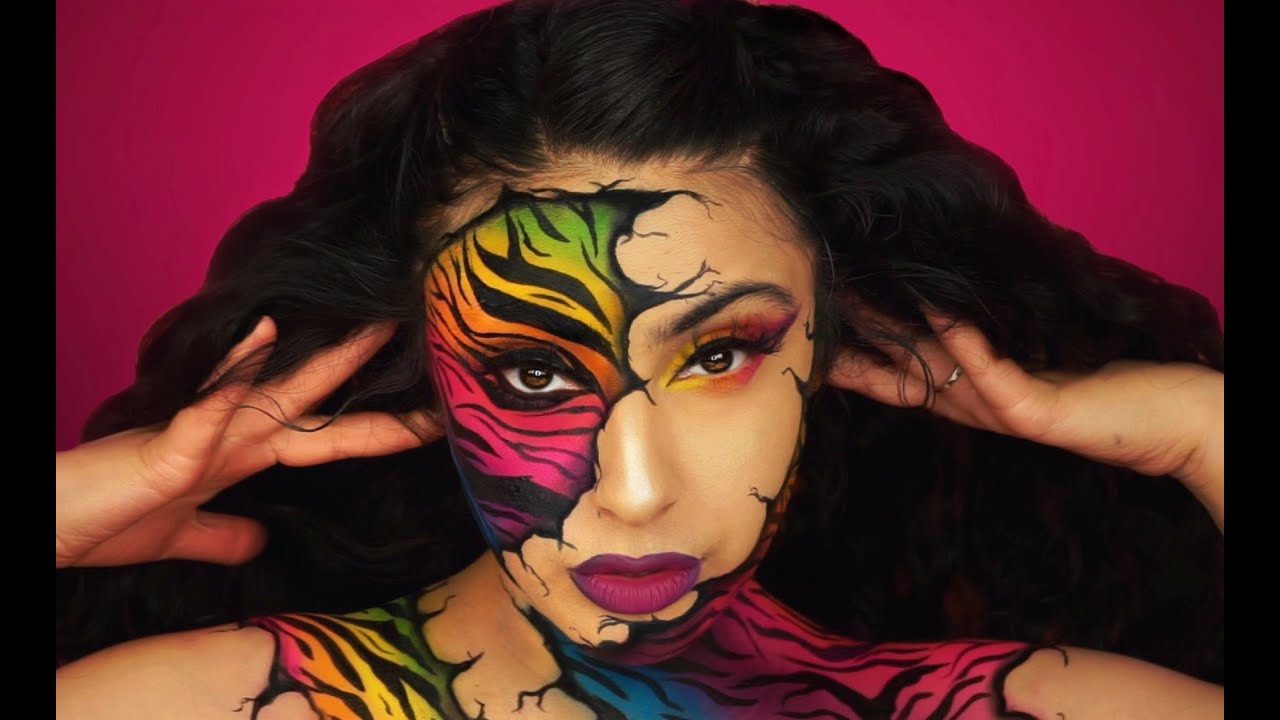 COLORFUL ZEBRA MAKEUP TUTORIAL | LISA FRANK INSPIRED HALLOWEEN MAKEUP