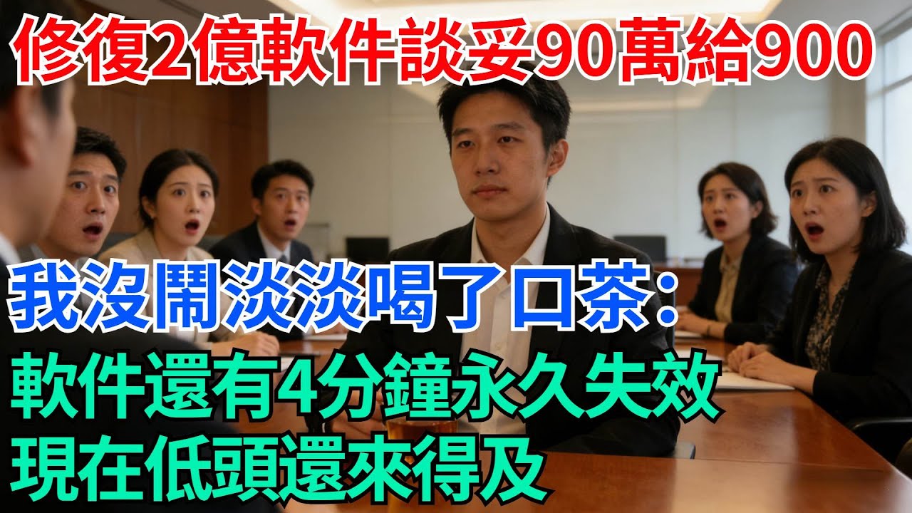 修復2億軟件談妥90萬卻只給900，我沒鬧淡淡喝了口茶：軟件還有4分鐘永久失效，現在低頭還來得及【奇趣天下】#職場逆襲#職場智慧#爽文職場#工作日常#完結爽文
