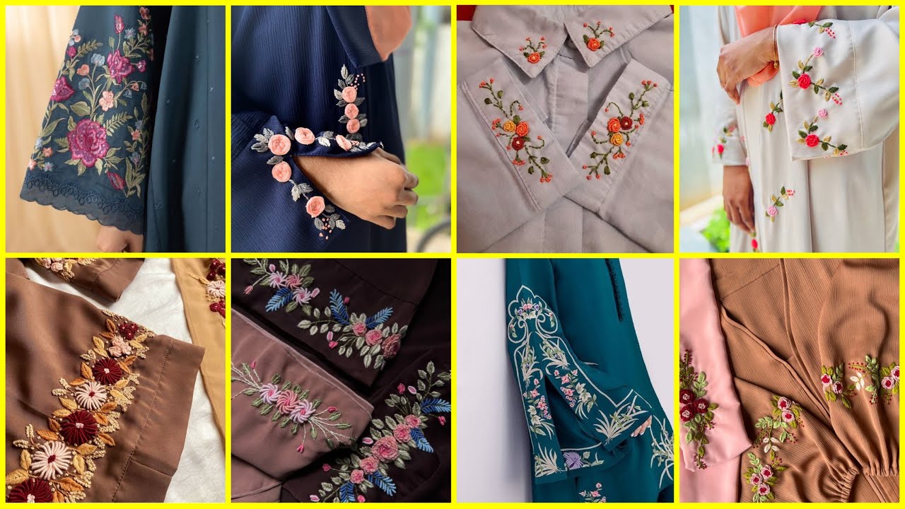 Latest hand embroidery designs / sleeve embroidery / sleeves design for dresses