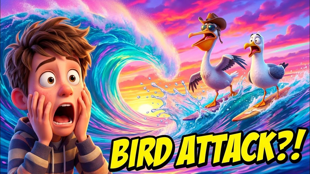Man vs Bird on the Waves 🌊🤣 | Funniest Surf Battle Ever || SURF FIGHT || #fight @taruntoon-01 