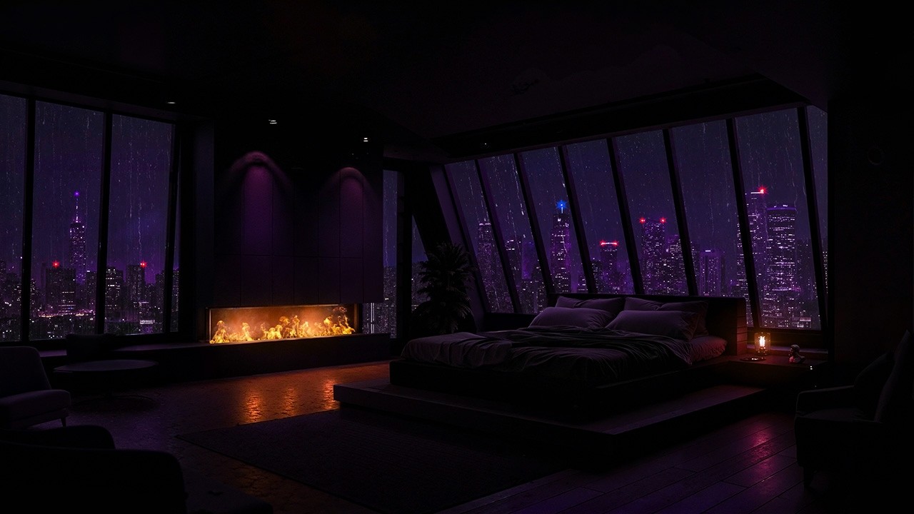 Rainy Night in Luxury Penthouse 🌧 Smooth Piano Music & Rain Sounds for Sleep