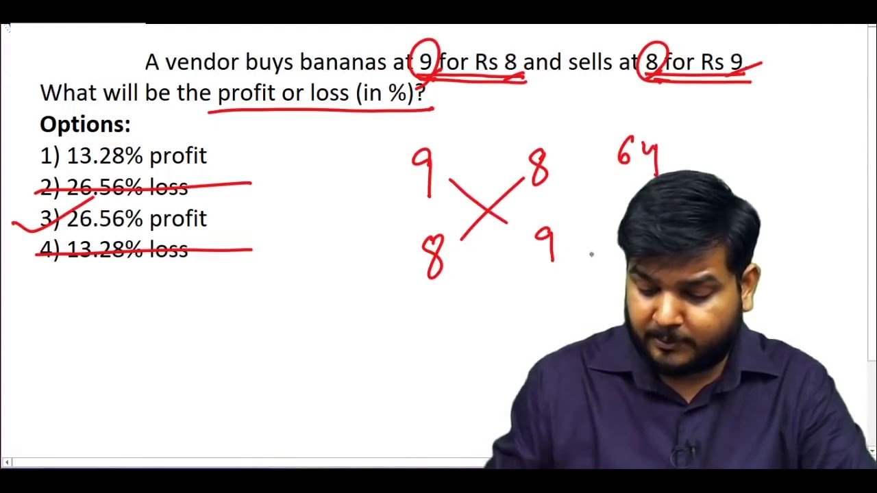A vendor buys bananas at 9 for Rs 8 and sells at ........................? (#SSCCGL Maths Questions)