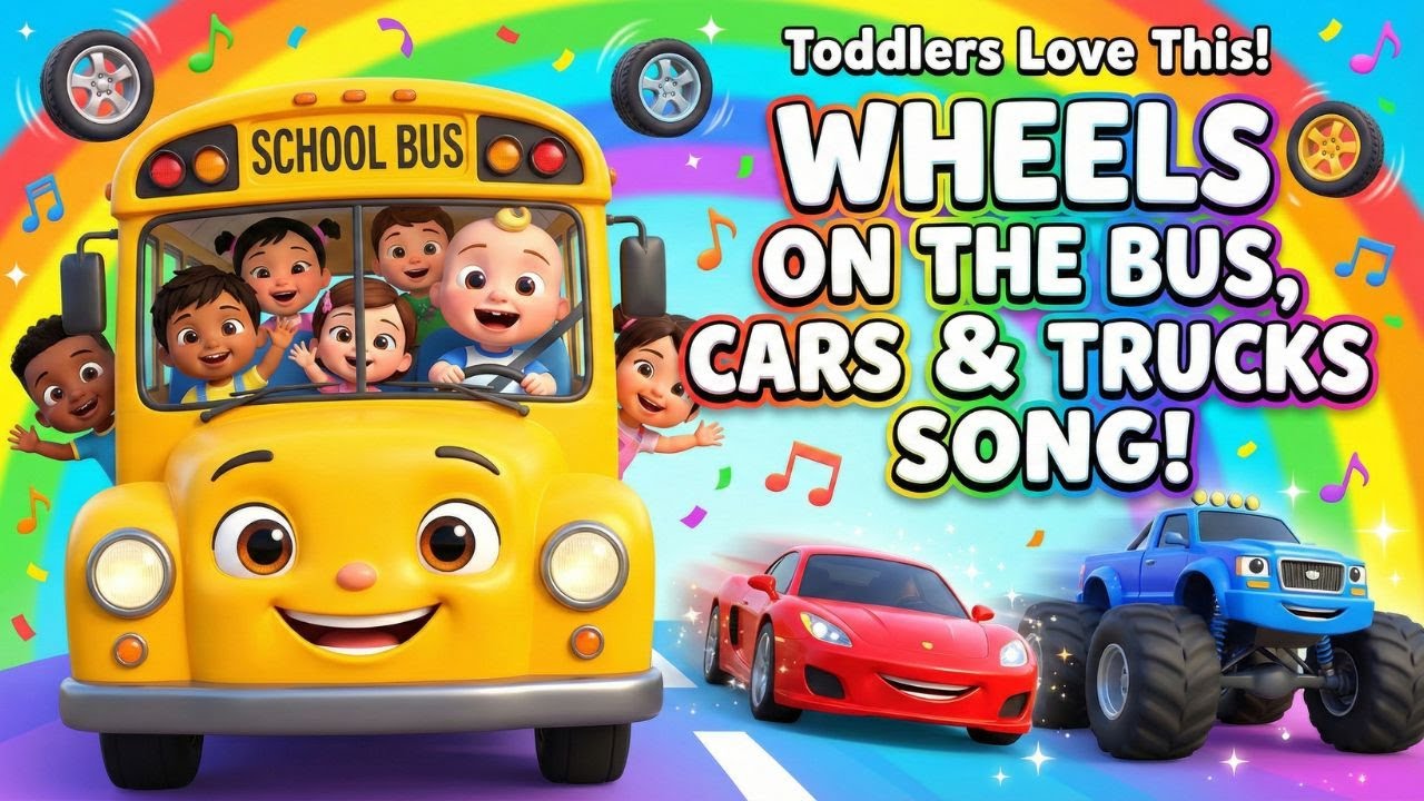Wheels on the Bus, Cars & Trucks Song 🚌🚗🚚 | Fun Vehicle Nursery Rhymes for Kids
