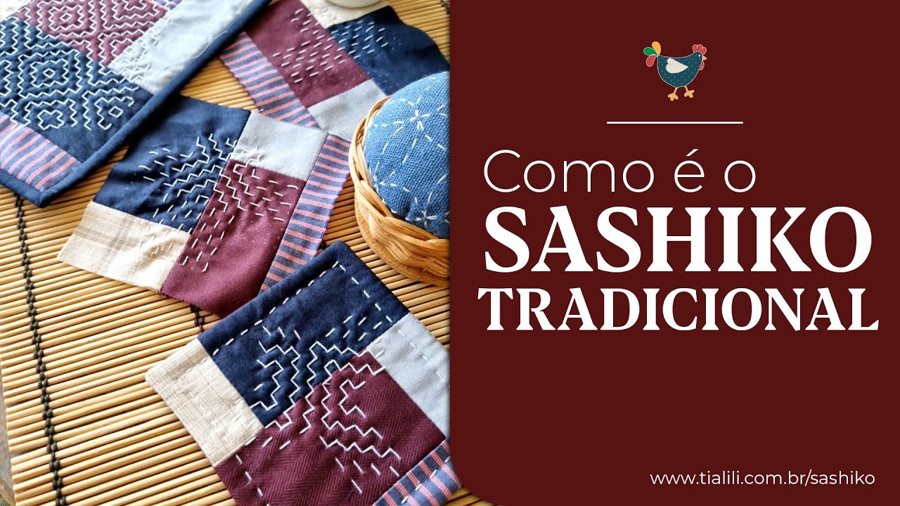 Bordando SASHIKO TRADICIONAL em uma peça de PATCHWORK Improv - bordado japones passo a passo