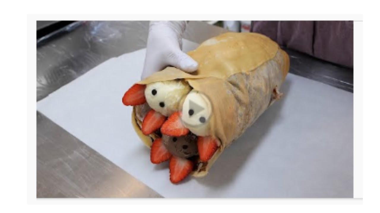 tamanho incr&iacute;vel! gigante crepe de frutas sorvete - comida de rua coreano
