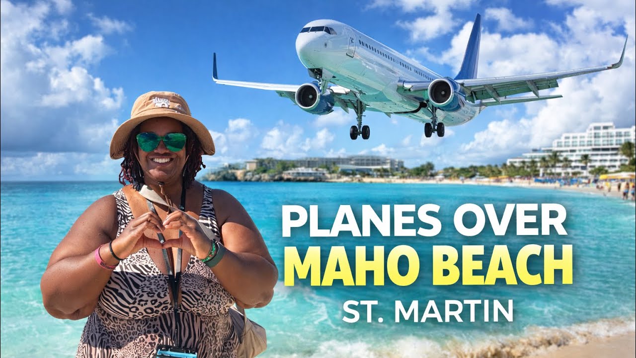 INSANE Plane Landings at Maho Beach Watching Jets Fly Over the Ocean ✈️ #stmartin #mahobeach #travel