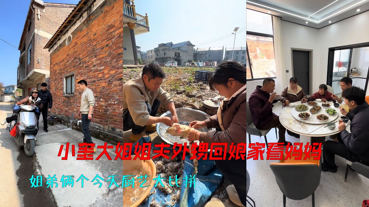 快过年了，小奎大姐及姐夫和外甥回娘家来看妈妈。 姐弟两个今天厨艺大比拼，一年当中难得几次一家人其乐融融团聚时刻！#回老家才有的人间美味 #普通的饭菜都是家的味道 #抖出家乡味 #生活vlog#原创视频