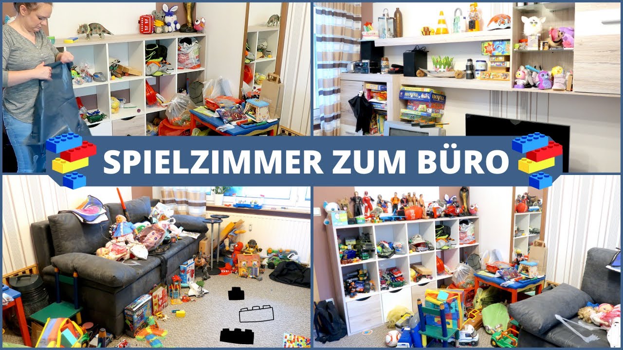 Spielzimmer zum Büro /Spielzimmer aufräumen /Kinderzimmer ausmisten/Aufräum Motivation/Clean with me