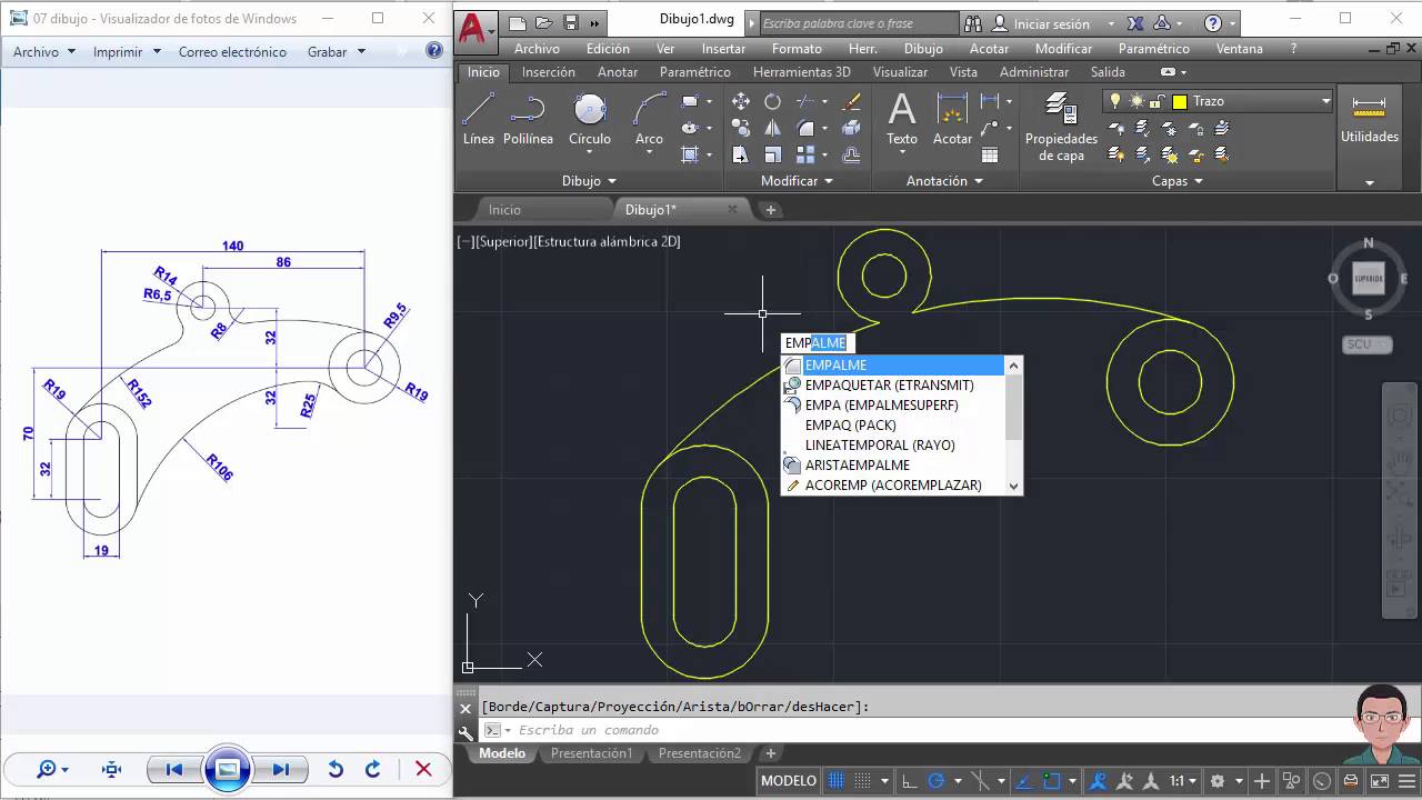Dibujo 07 Pieza mecánica en autocad 2017
