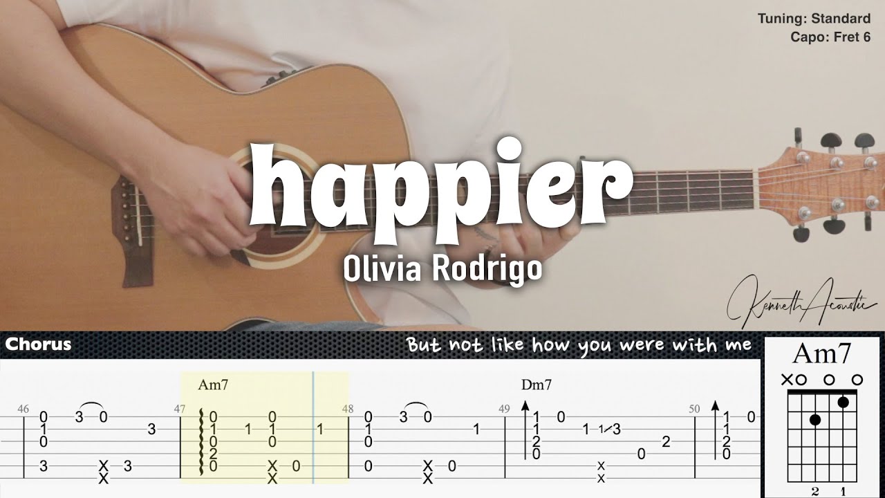 happier - Olivia Rodrigo | Fingerstyle Guitar | TAB + Chords + Lyrics