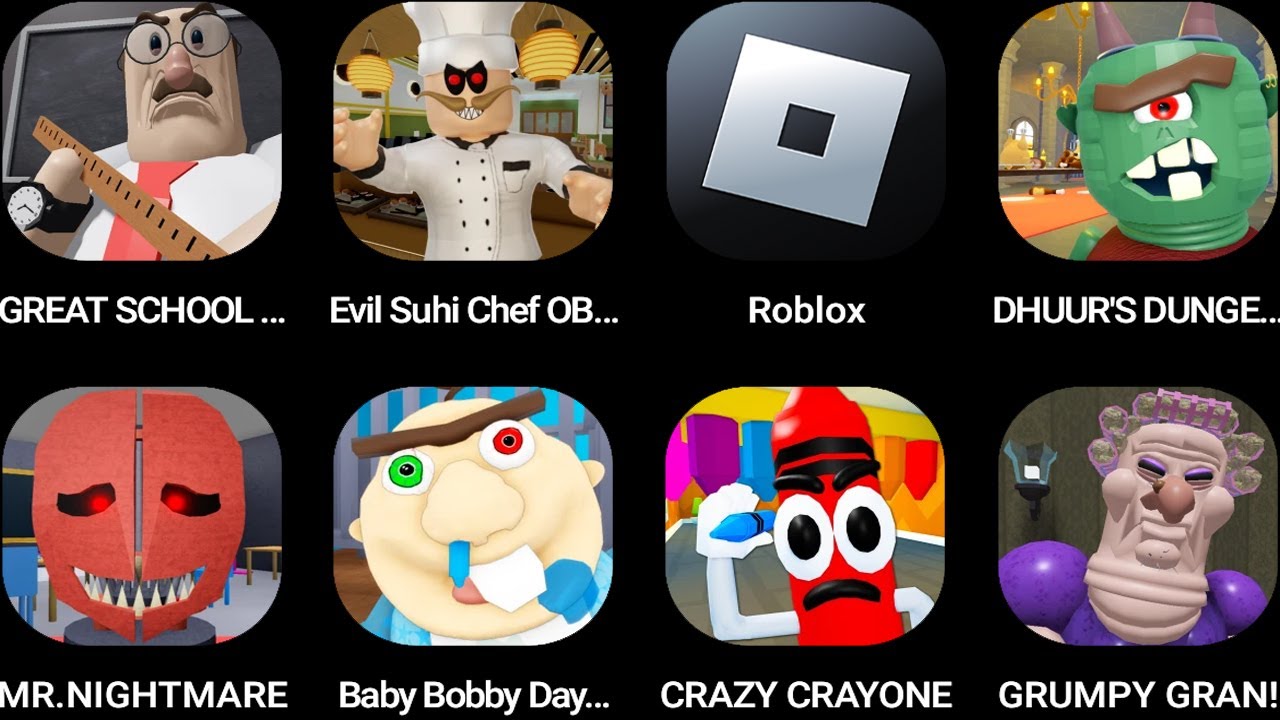 GREAT SCHOOL,Evil Suhi Chef OBBY,Roblox,DHUUR'S DUNGEON,MR. NIGHTMARE,Baby Bobby Daycare....