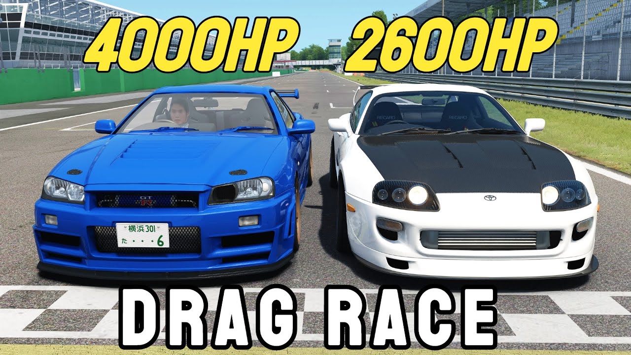 4000HP NISSAN GTR R34 VS 2600HP TOYOTA SUPRA DRAG RACE