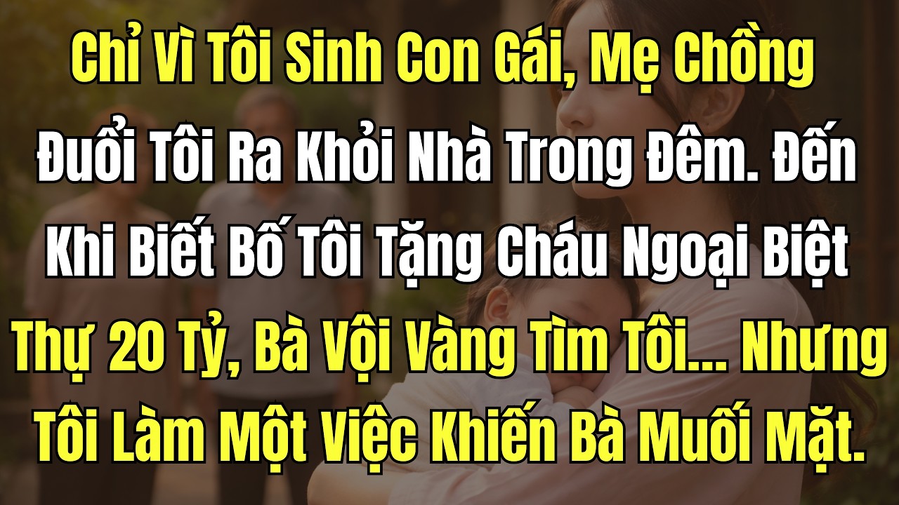 Chỉ Vì Tôi Sinh Con Gái, Mẹ Chồng Đuổi Tôi Ra Khỏi Nhà Trong Đêm. Đến Khi Biết Bố Tôi Tặng...