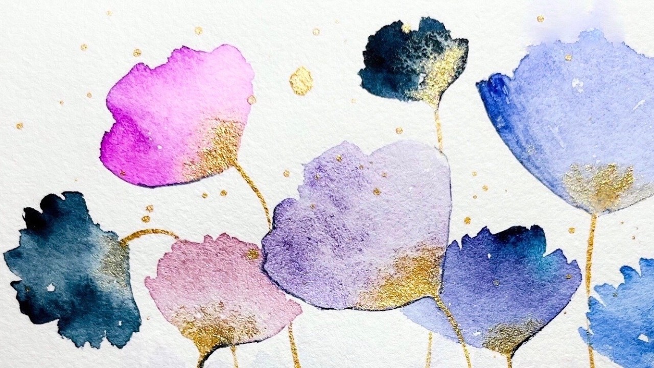 simple Watercolor Floral Painting | Step by Step Flower Landscape Tutorial