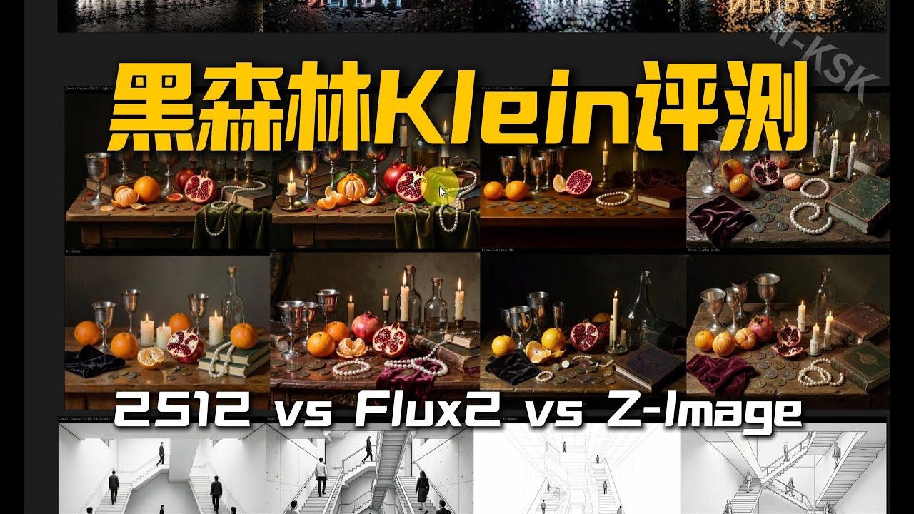 黑森林Klein生图评测1 秒出图到底有多夸张？黑森林实验室 Klein 4B/9B 生图深度评测：2512 vs Flux 2 vs Z-Image，真实感/指令遵循/文字主体/复杂结构谁才是王者