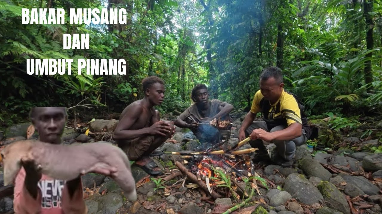 BERBURU,..EDEN DAPAT MUSANG // BAKAR UMBUT PINANG DAN HASIL BURUAN DI PINGGIR SUNGAI