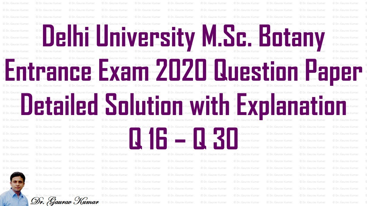 Delhi University M.Sc. Botany Entrance Exam 2020 Question Paper Solved Part 2