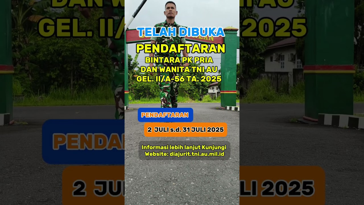 Pendaftaran BINTARA TNI AU DIBUKA#prajurittni #calontni#tniau#shortsvideo