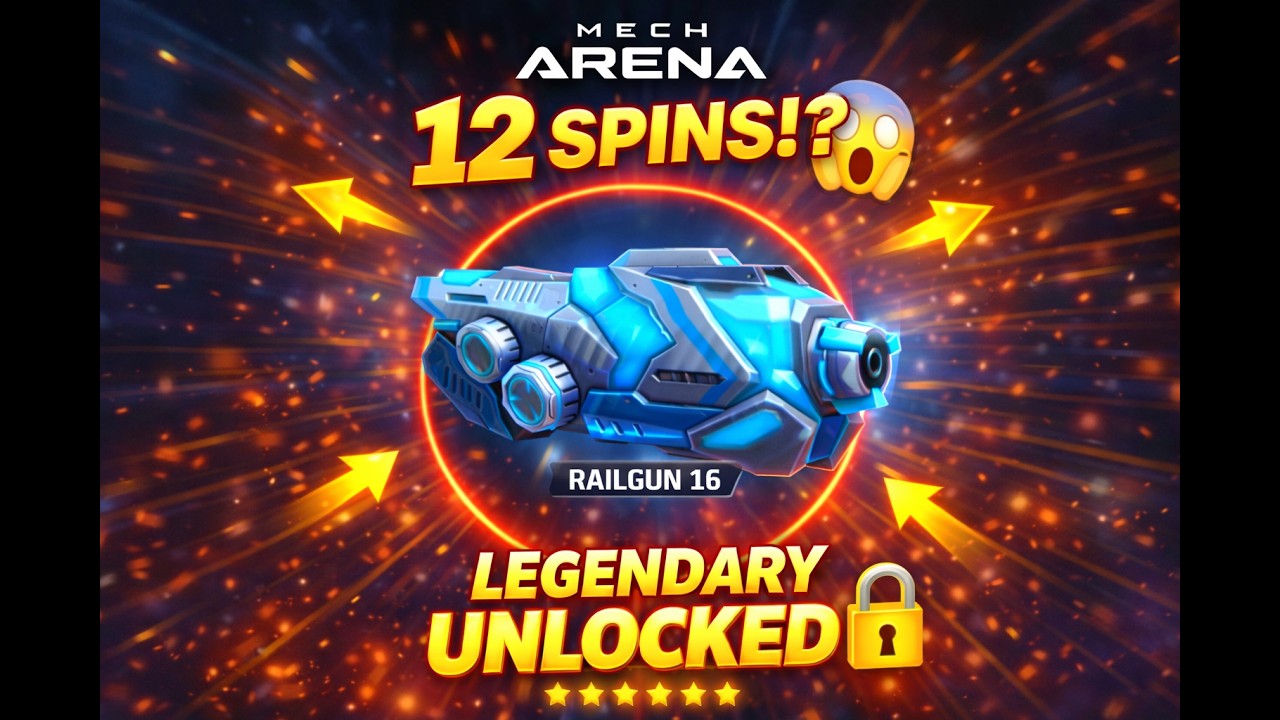 INSANE LUCK! Legendary Railgun 16 in 12 Spins!? 🔥 Mech Arena
