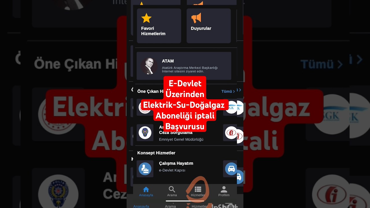 E-Devlet &uuml;zerinden Elektrik Su Doğalgaz Abonelik iptali ve başvurusu nasıl yapılır ? #e-devlet