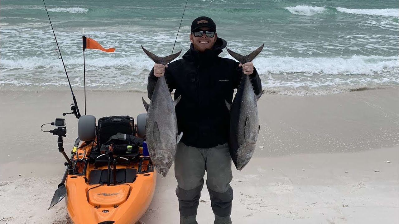 Catching BlackFin Tuna From a Kayak in Sloppy Conditions!