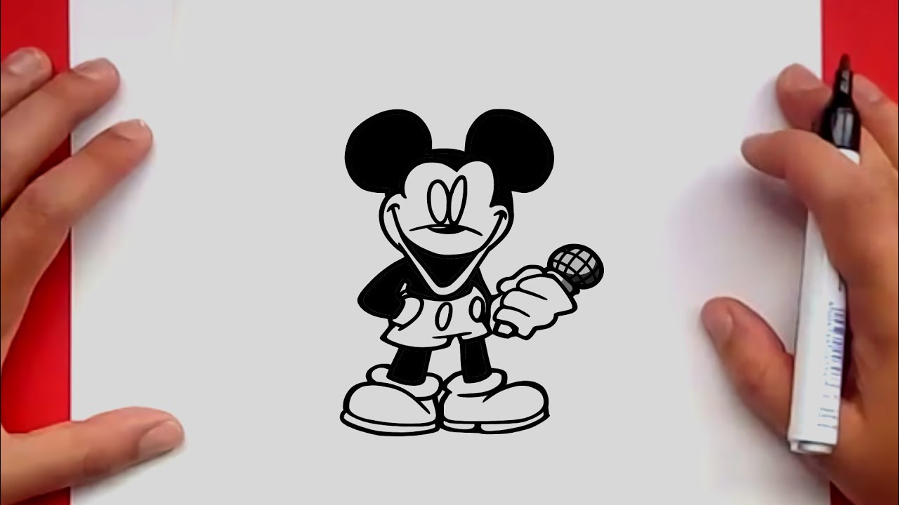 How to draw Suicide Mouse Remastered | Friday Night Funkin' Characters Style