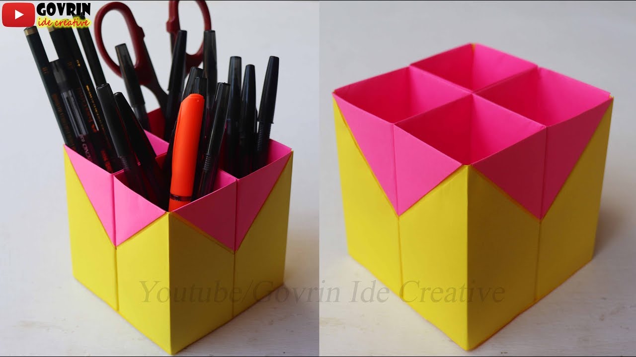 Tempat Pensil dari Kertas Origami - Ide Kreatif Kerajinan Sekolah