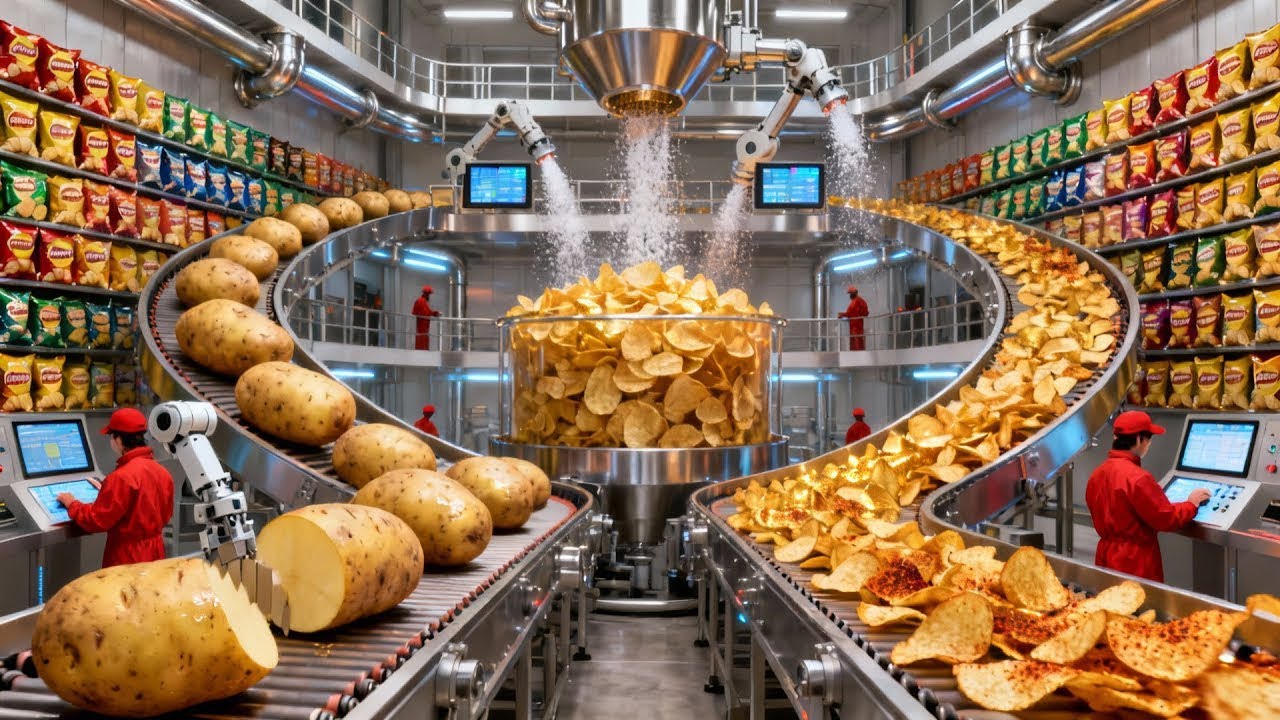 nside the Ultra-Modern Potato Chip Factory &mdash; 4K Cinematic Industrial Documentary (Full Process)