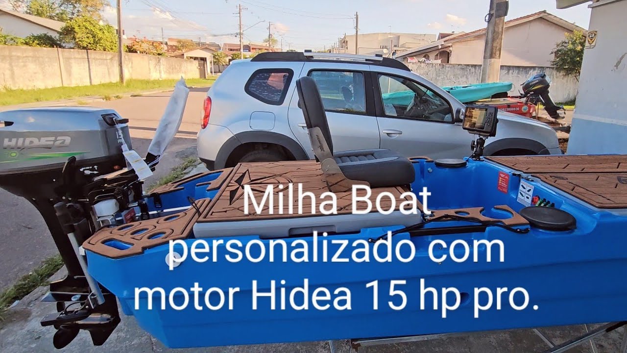 Milha Boat com Motor Hidea 15 hp pró. Sonar Garmin Striker7Sv vivid. Conjunto enviado para Brasília.
