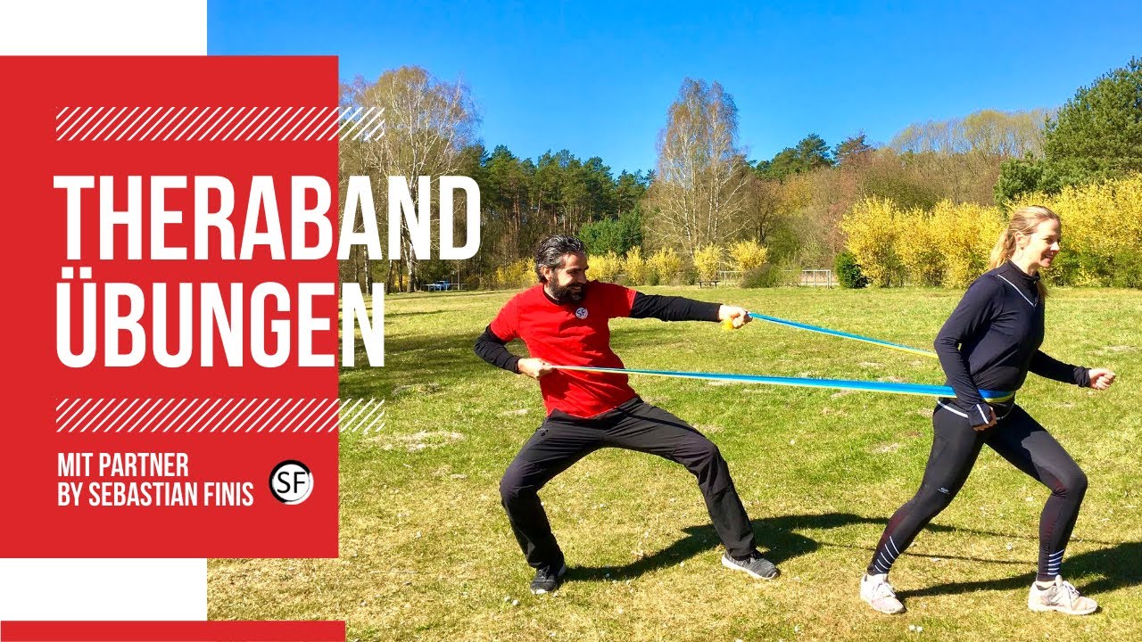Theraband Übungen für den Rücken mit Partner - 10 x 10 Zirkeltraining