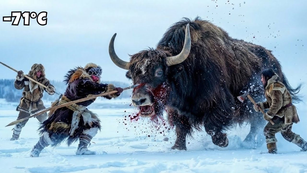 6000kg Biggest Yak Spotted in Yakutia at  71C | How Siberian Hunters Feed a Frozen Village