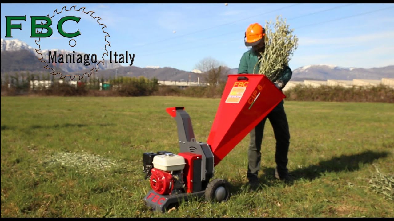 Cippatrice F B C modello CIP.6.55H motore Honda 5,5 Hp prova con olivo
