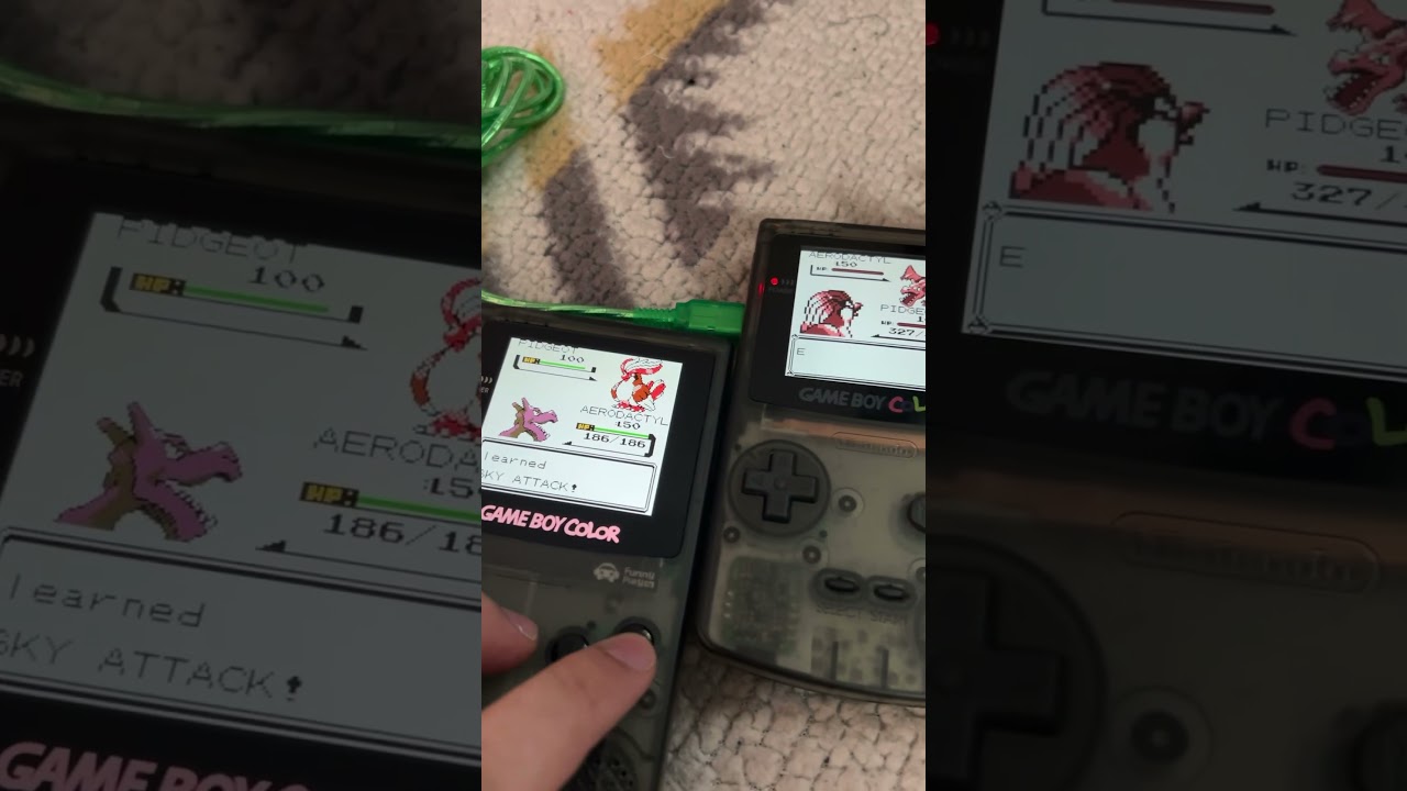 Pokemon Red and Blue link cable battle old school on modded GameBoy and gen 2 to hack patch
