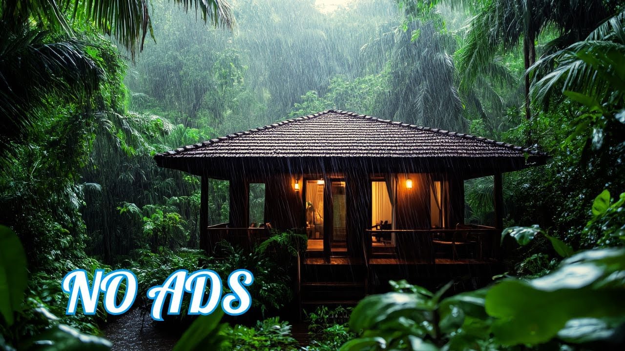 Cozy Cabin in Jungle Rain 🌙 Nature Sounds & Ambience