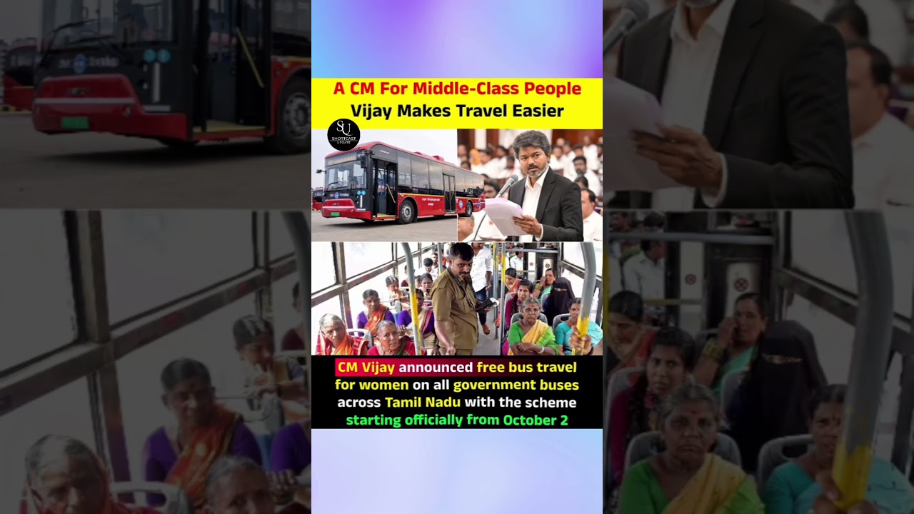 CM Vijay&rsquo;s Big Bus Travel Announcement 🚌🔥 | Free Travel for Women?#thalapathyvijay #trending