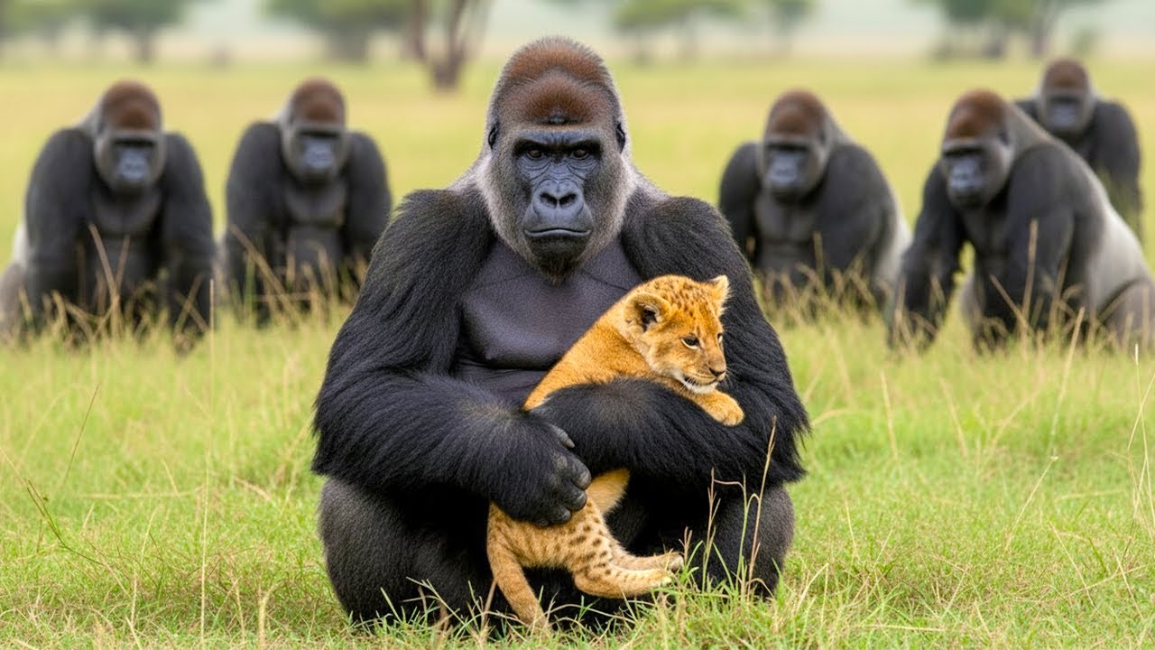 Un gorilla adotta un cucciolo di leone abbandonato &mdash; Il finale ti far&agrave; piangere!