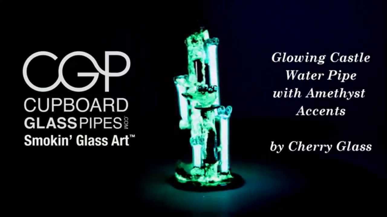 Cherry Glass - Electroformed Glowing Castle Water Pipe with Amethyst Accents