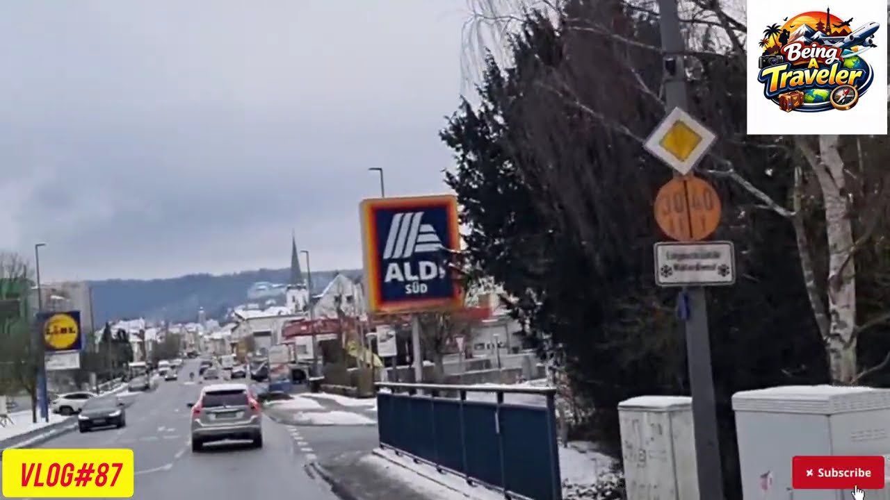 Driving towards Limburg koblenz via Bad Schwalb Rheinland-Pfalz Germany 