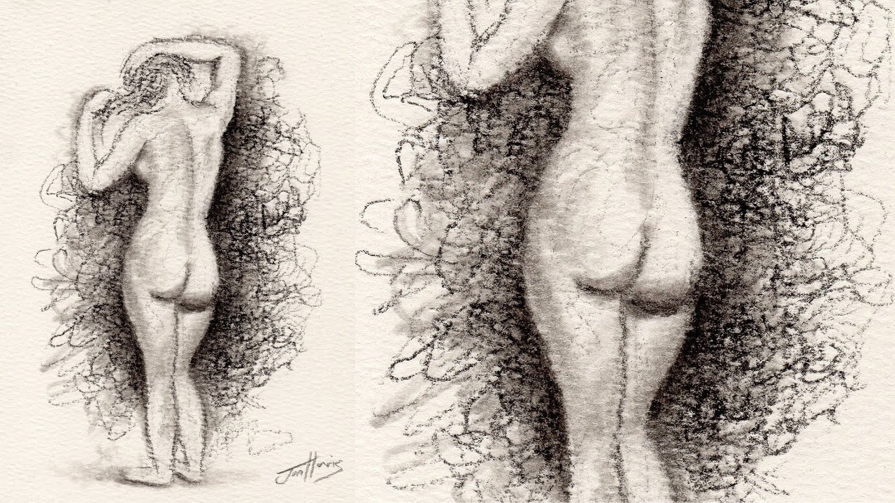 Classic Nude Drawing Sketch Demo with a Charcoal Pencil