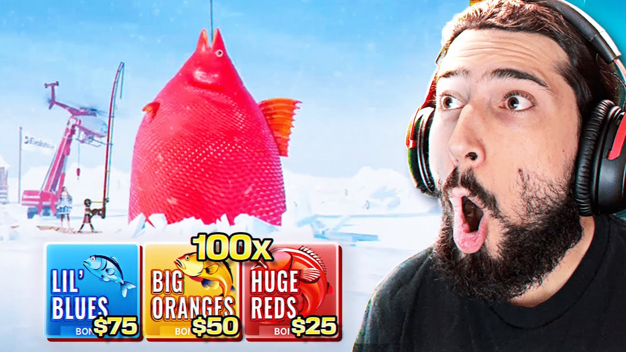THESE FISH WERE MASSIVE on *NEW* ICE FISHING LIVE GAME!! (BIG BETS)