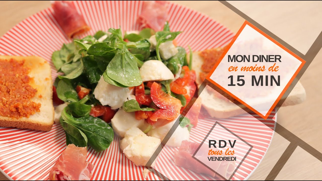 Une salade de mâche avec jambon, mozza en moins de 15 minutes