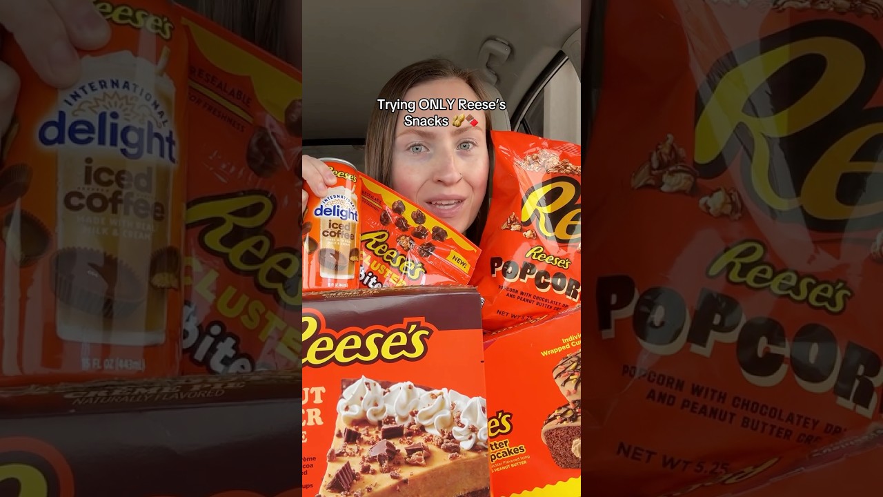 trying ONLY Reese's themed snacks 🥜🍫 #reeses #snacks #peanutbutter
