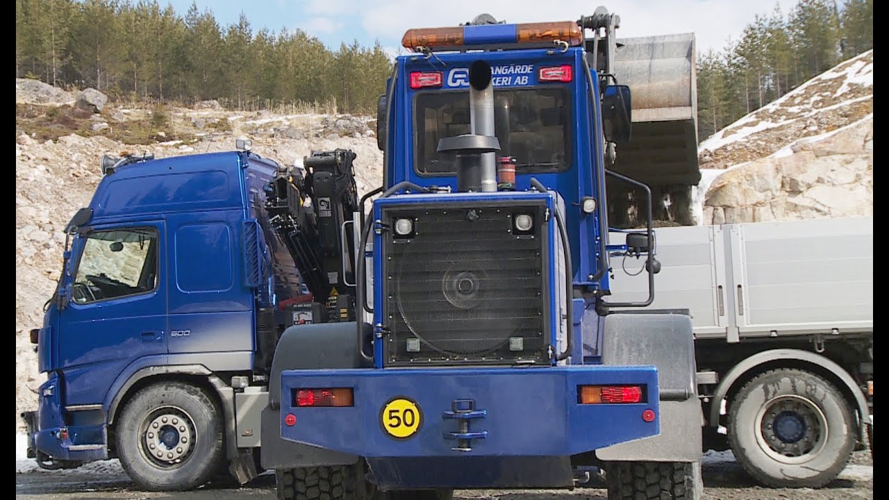 Preparing the road for Timber trucks, Sweden