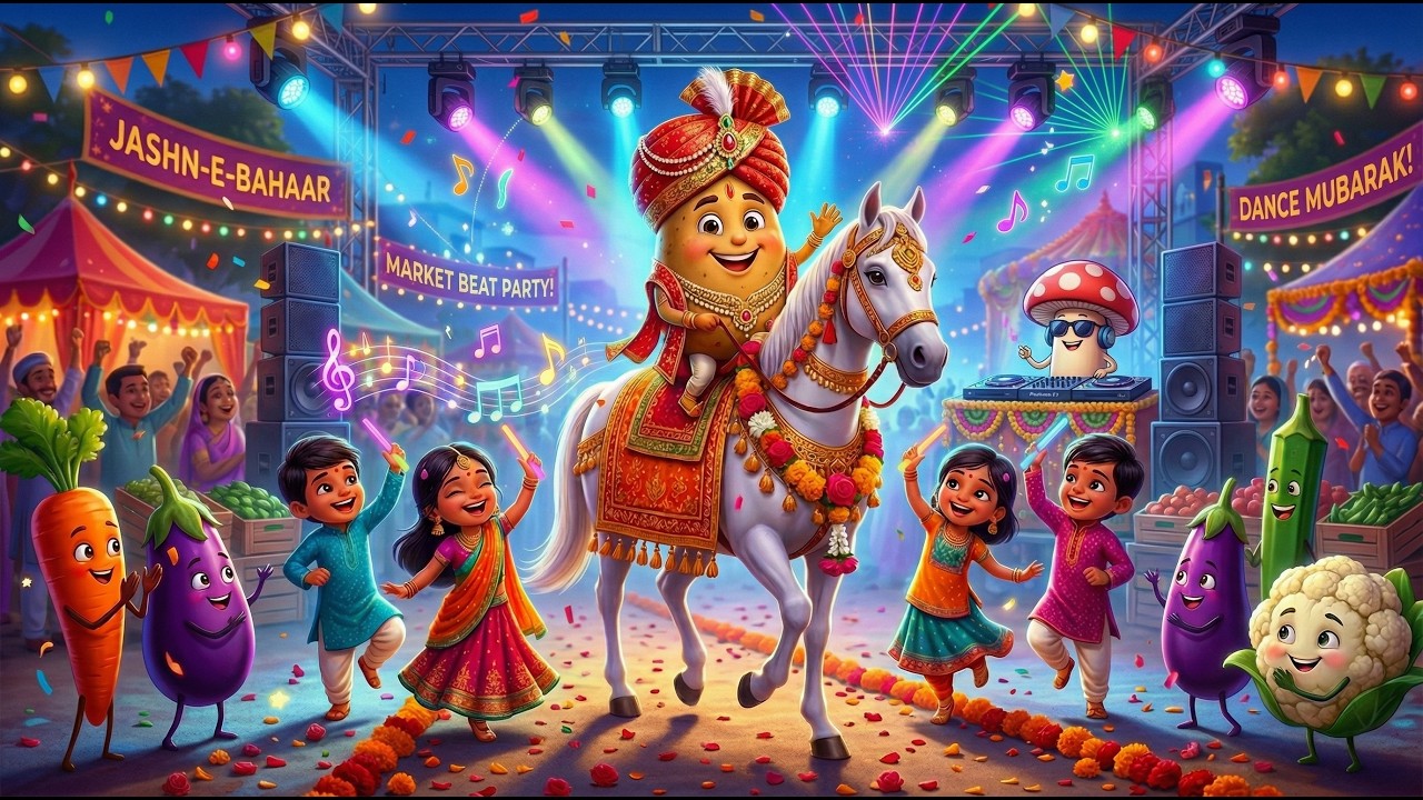 Aalu Ki Barat 🥔आलू की बारात with Dudi Dudi Dam Dam Dance 🕺 Funny hindi Rhymes 💃 Hindi Cartoon Video