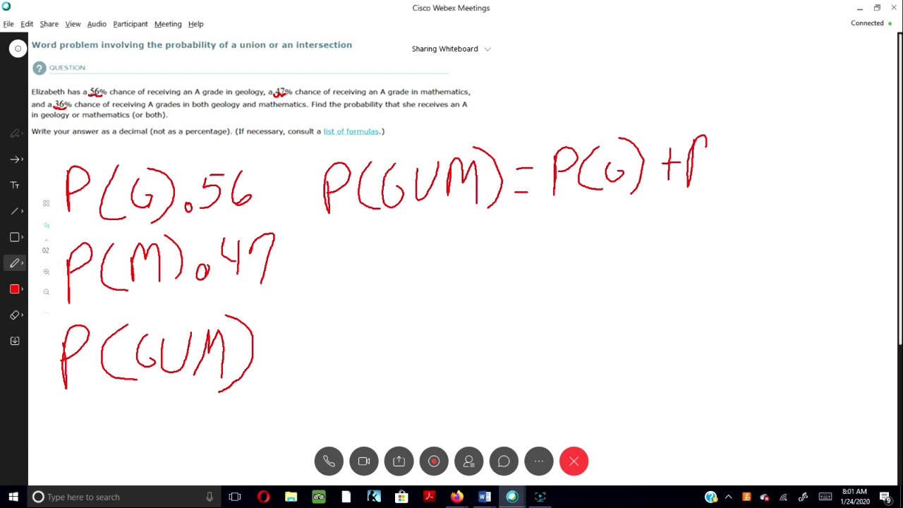 Probability of a union and intersection