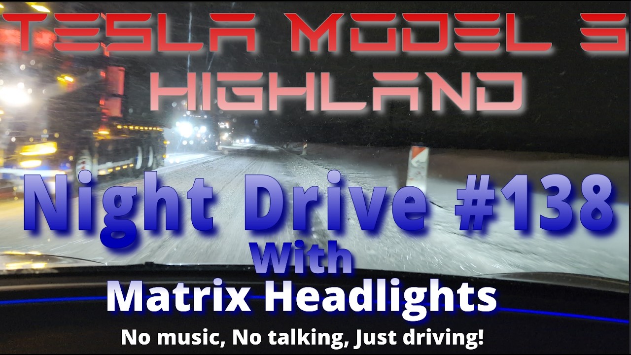 Night drive #138 - Snow - Matrix Headlights - Tesla Model 3 Highland - 2026.2.3