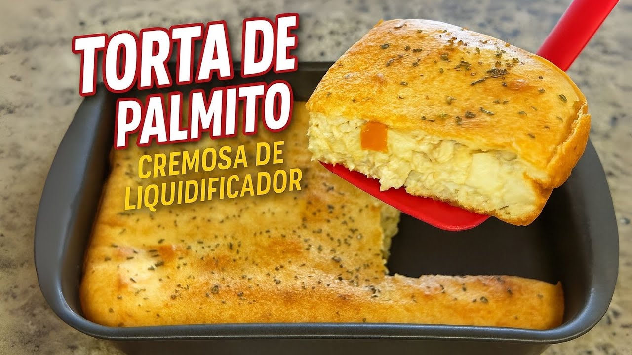👉 A MELHOR Torta de Palmito Cremosa de Liquidificador 😍 Fácil e Muito Rápida!