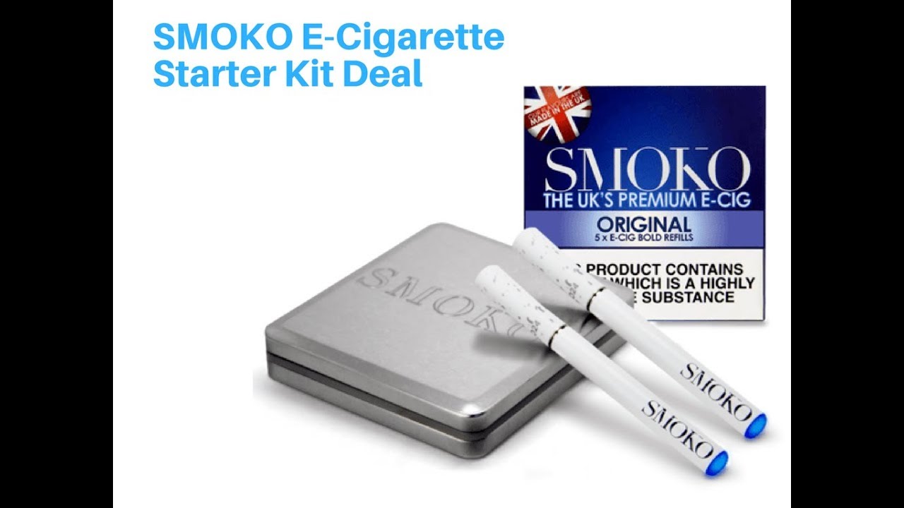SMOKO Vape E Cigarette Starter Kit + 1 pack of refills + extra battery