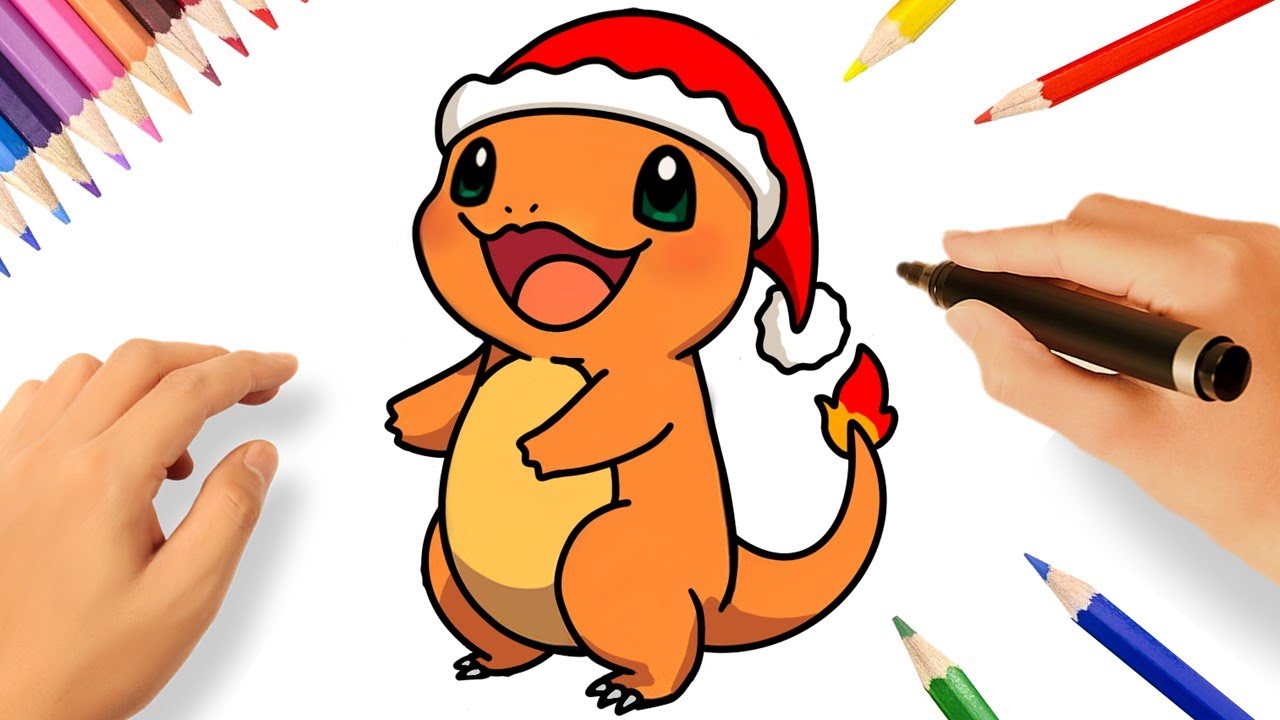 CÓMO DIBUJAR A CHARMANDER PARA NAVIDAD 🎄| POKÉMON